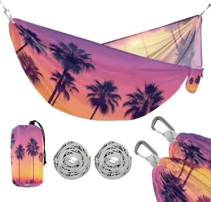 ATTX Palm Tree Silhouettes Camping Hammock - Lightweight & Portable Hammocks, Heavy Duty 330lbs Capacity for Indoor, Hiking, Backpacking, Travel, Backyard, Beach#38