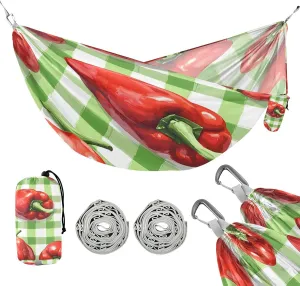 ATTX Red Bell Peppers Camping Hammock - Lightweight & Portable Hammocks, Heavy Duty 330lbs Capacity for Indoor, Hiking, Backpacking, Travel, Backyard, Beach#593