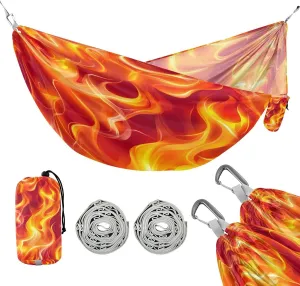 ATTX Seamless Flames Camping Hammock - Lightweight & Portable Hammocks, Heavy Duty 330lbs Capacity for Indoor, Hiking, Backpacking, Travel, Backyard, Beach#596