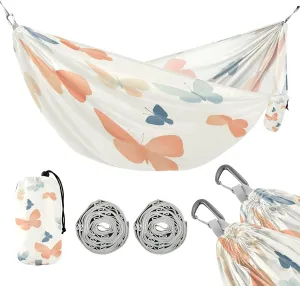 ATTX Small Pastel Butterflies Camping Hammock - Lightweight & Portable Hammocks, Heavy Duty 330lbs Capacity for Indoor, Hiking, Backpacking, Travel, Backyard, Beach#588
