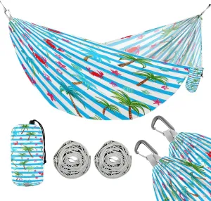 ATTX Tropical Palm Trees Camping Hammock - Lightweight & Portable Hammocks, Heavy Duty 330lbs Capacity for Indoor, Hiking, Backpacking, Travel, Backyard, Beach#214
