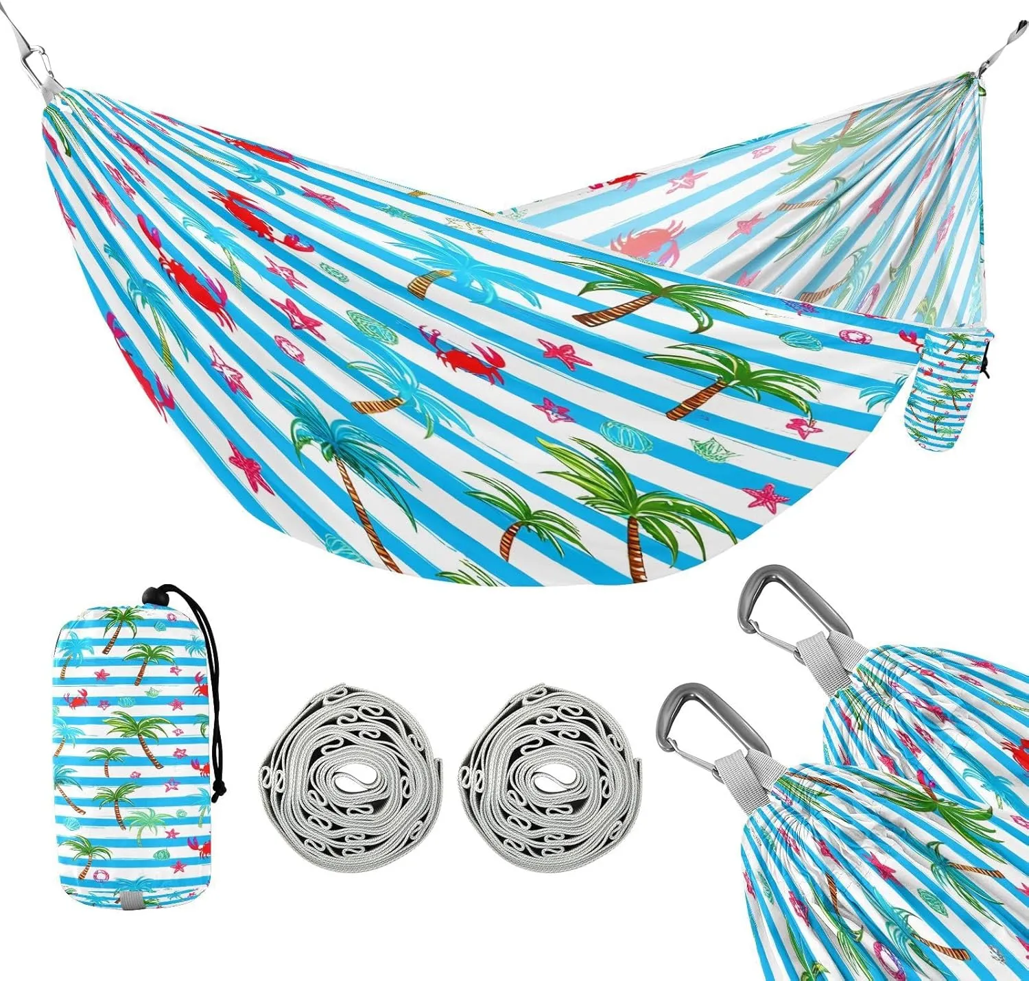 ATTX Tropical Palm Trees Camping Hammock - Lightweight & Portable Hammocks, Heavy Duty 330lbs Capacity for Indoor, Hiking, Backpacking, Travel, Backyard, Beach#214