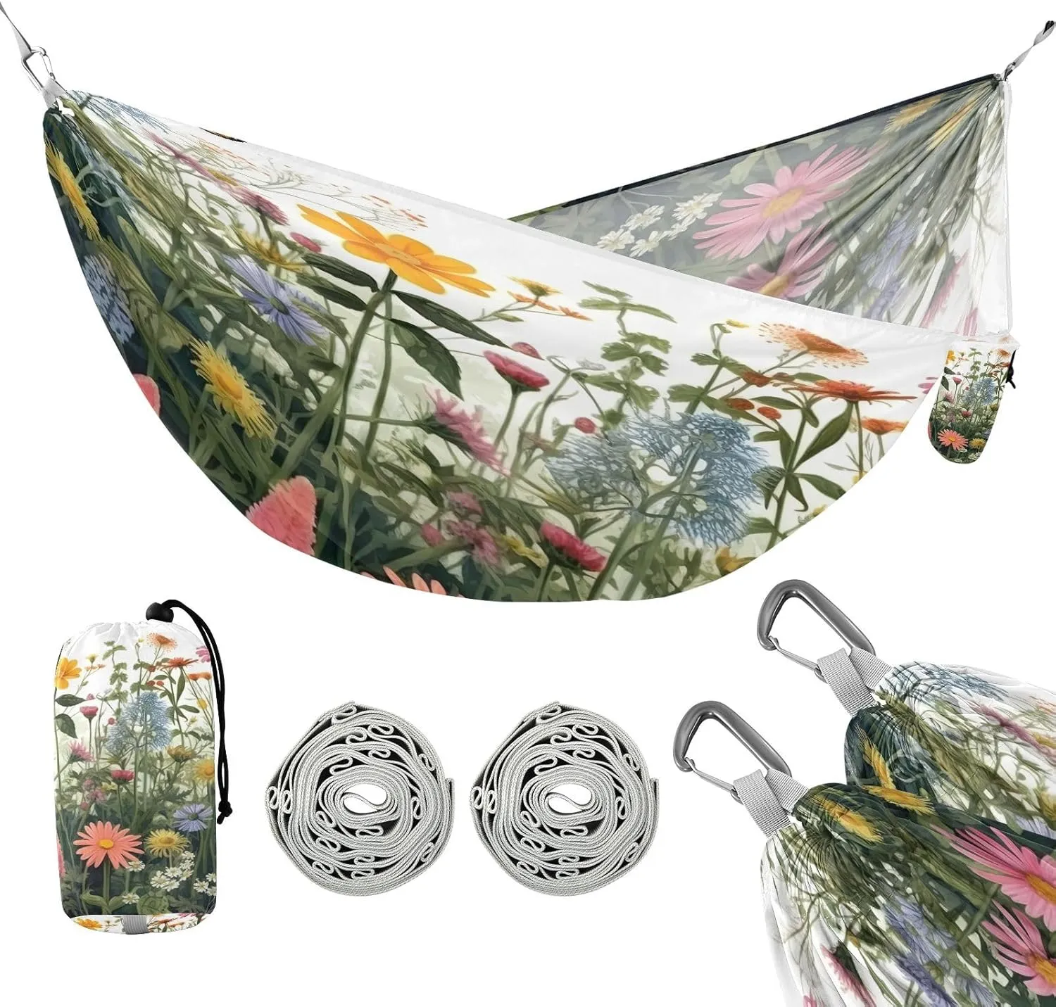 ATTX Wildflowers Butterfly Camping Hammock - Lightweight & Portable Hammocks, Heavy Duty 330lbs Capacity for Indoor, Hiking, Backpacking, Travel, Backyard, Beach#186