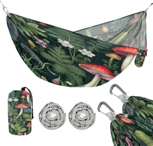 ATTX Wildflowers Mushrooms Camping Hammock - Lightweight & Portable Hammocks, Heavy Duty 330lbs Capacity for Indoor, Hiking, Backpacking, Travel, Backyard, Beach#322