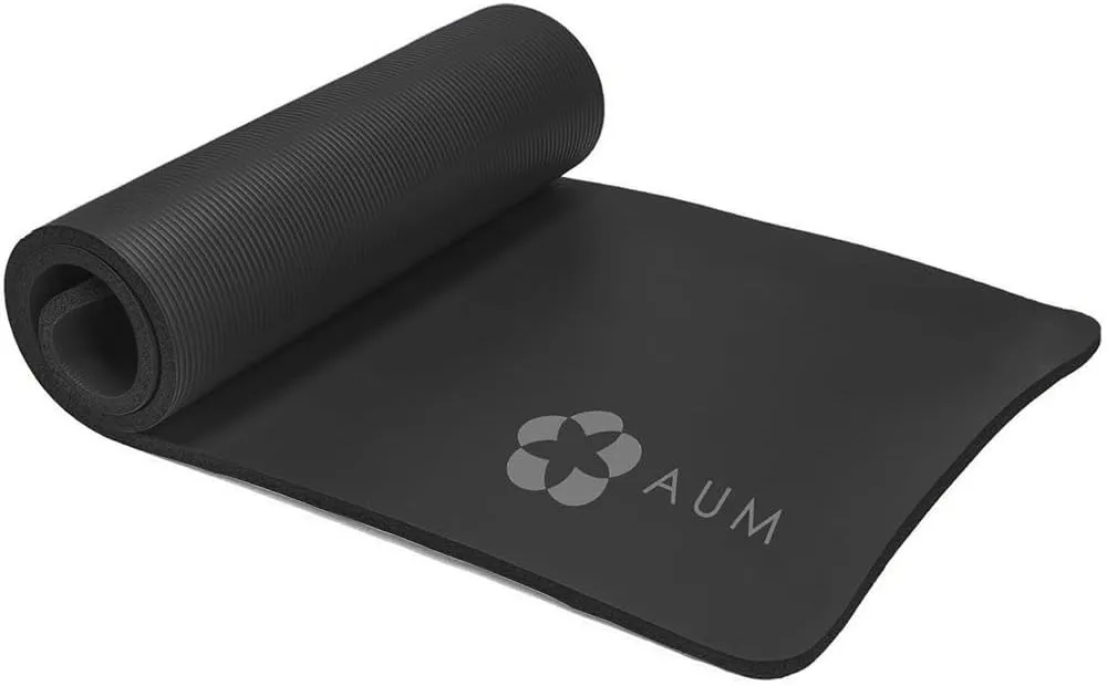 A.U.M Extra Thick 1/2" Exercise Yoga Mat w/Carry Strap - Non-slip, Moisture-Resistant Foam Cushion for Pilates - Support for Stretching & Physical Therapy - 72" x 24" x 1/2"
