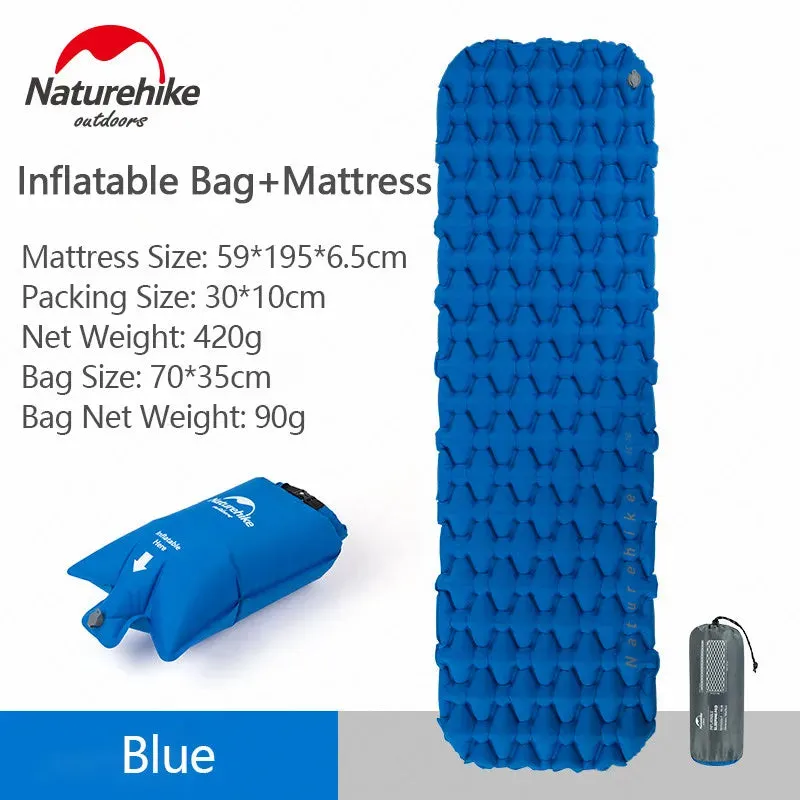 Authentic Naturehike Backpacking Sleeping Pad - Durable Inflatable Camping Mat with Insulation and Carrying Bag