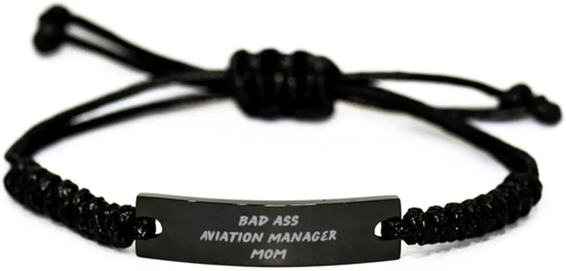 Aviation Manager Mom Bracelet - Adjustable Rope Jewelry Gift