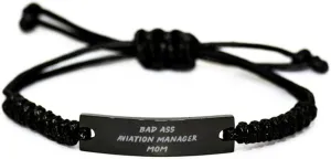 Aviation Manager Mom Bracelet - Adjustable Rope Jewelry Gift