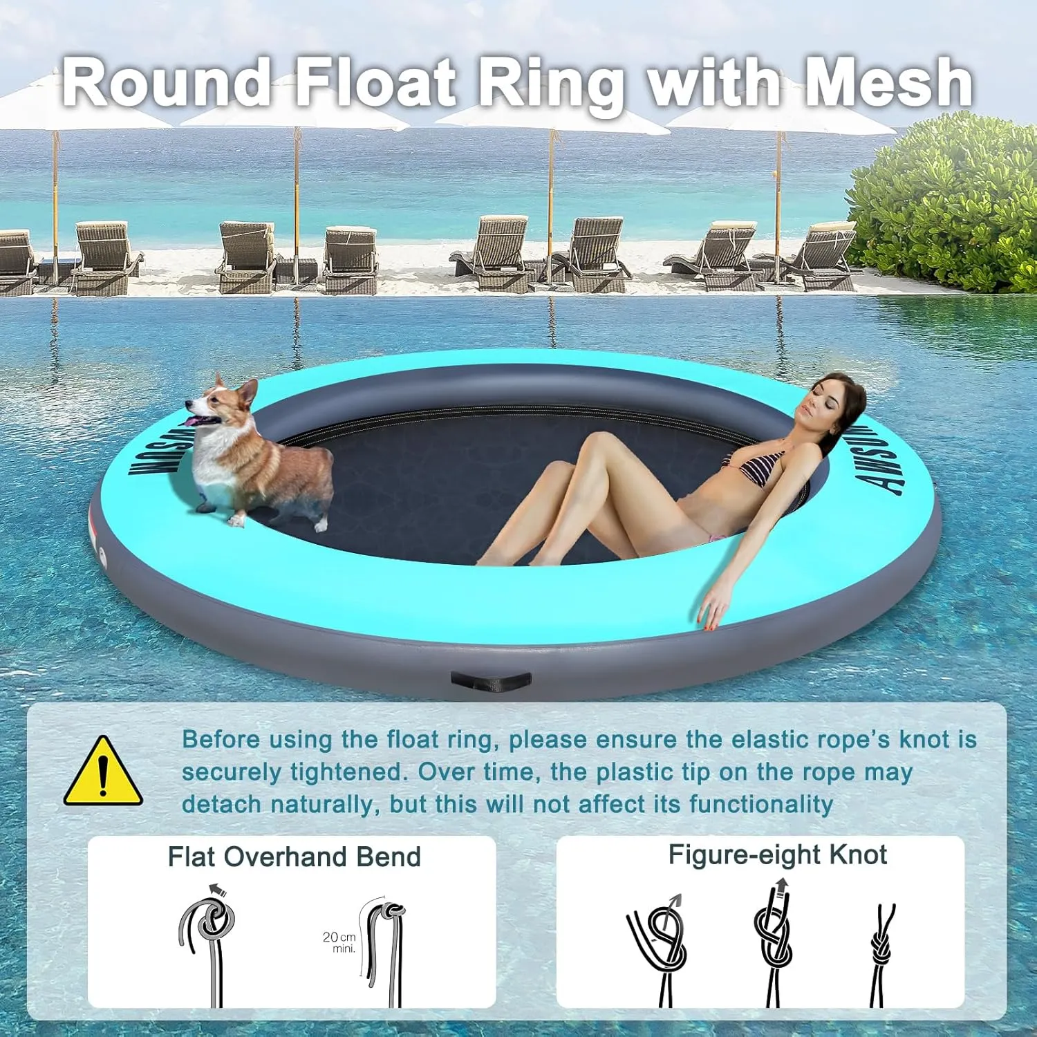 AWSUM Inflatable Water Hammock Round Floating Ring Circle Dock Lake Floats River Raft for Adults Island Swimming Pool Platform for Party