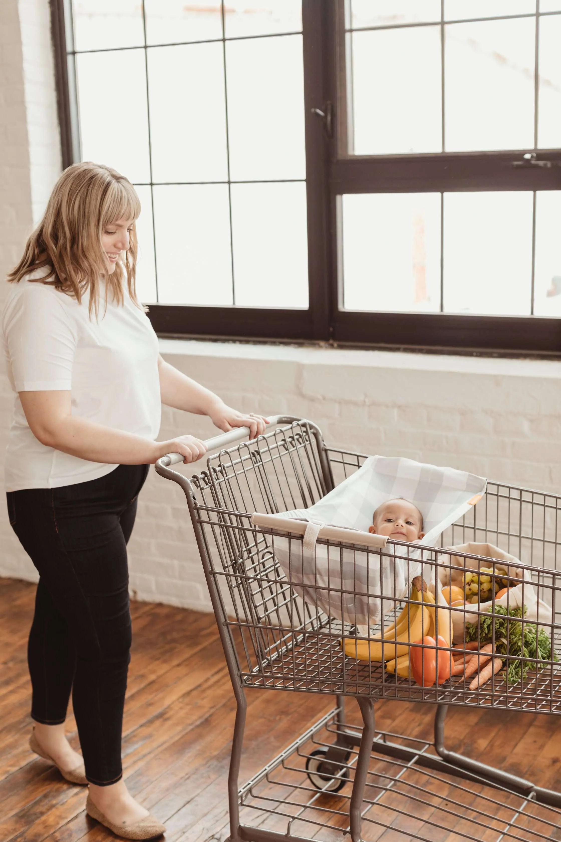 Baby Shopping Cart Hammock - Buffalo Check Pattern