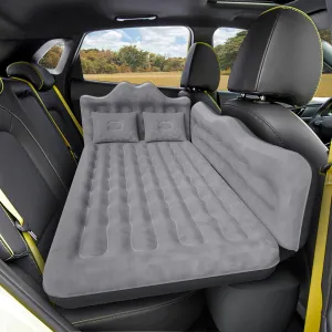 Back Seat Car Air Mattress: Inflatable SUV Car Camping Bed for Truck Van, Thickened Double-Sided Flocking Travel Car Sleeping Pad with Air Pump 2 Pillows
