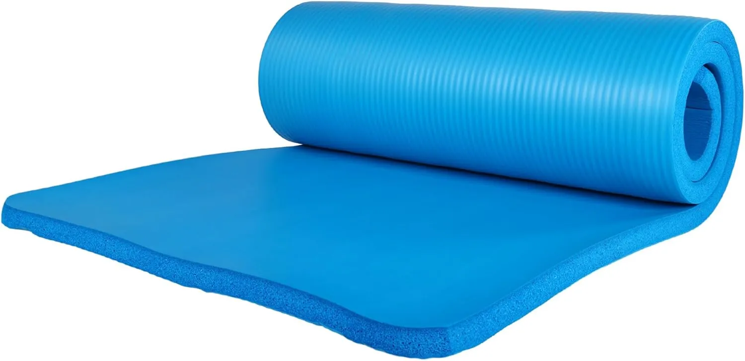BalanceFrom Exercise Yoga Mat for Home Workout, 1” Thick, Optional Blocks & Knee Pad