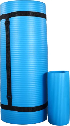 BalanceFrom Exercise Yoga Mat for Home Workout, 1” Thick, Optional Blocks & Knee Pad