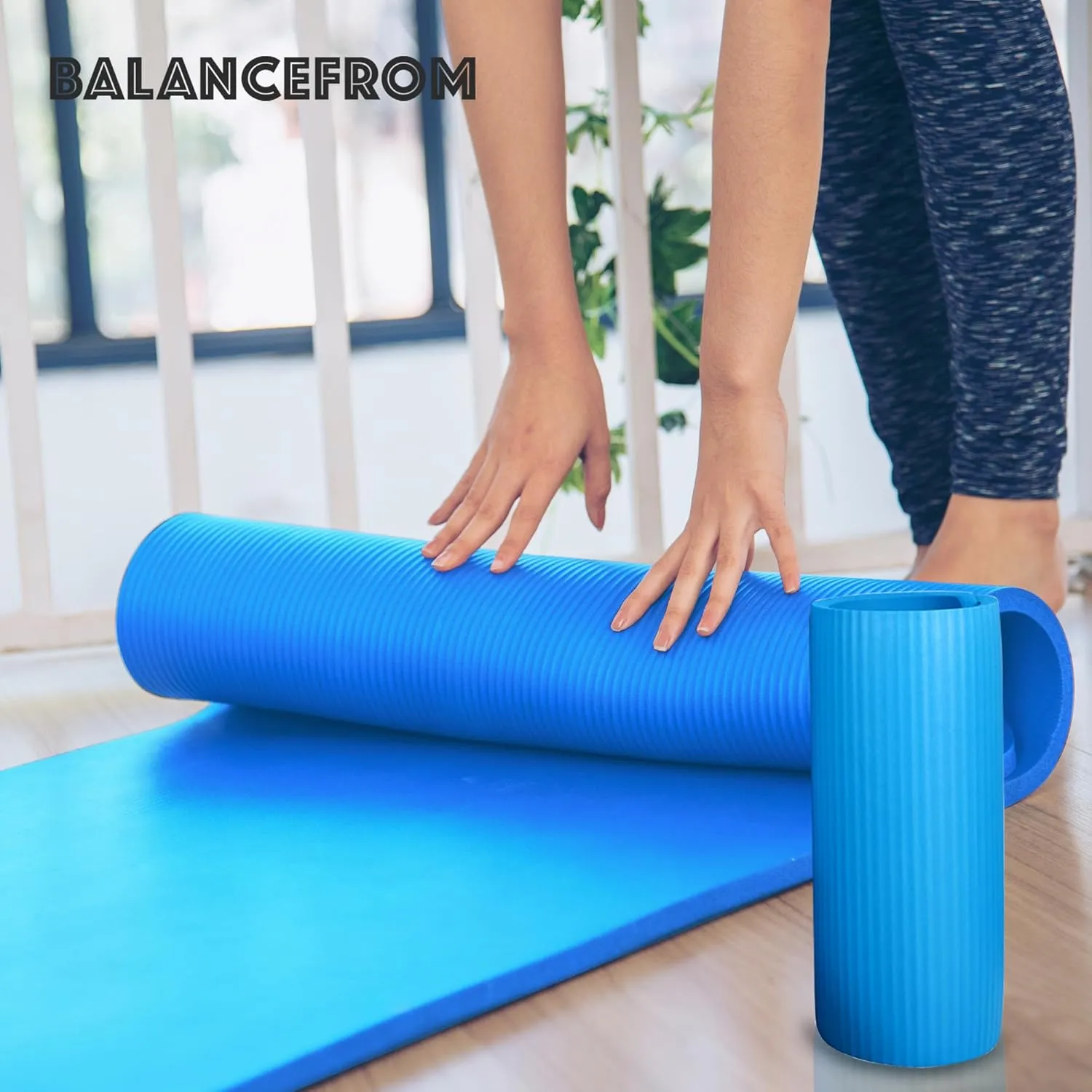 BalanceFrom Exercise Yoga Mat for Home Workout, 1” Thick, Optional Blocks & Knee Pad