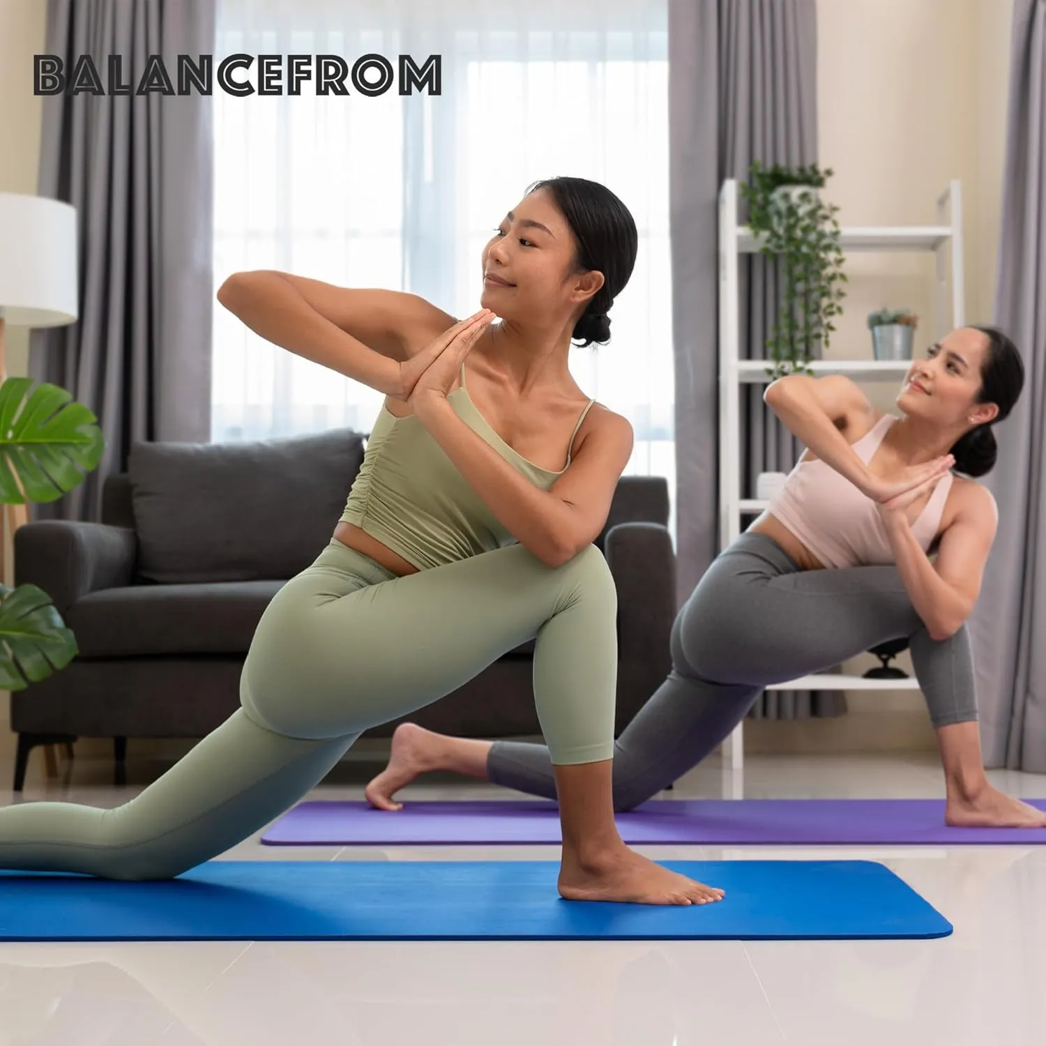 BalanceFrom Exercise Yoga Mat for Home Workout, 1” Thick, Optional Blocks & Knee Pad