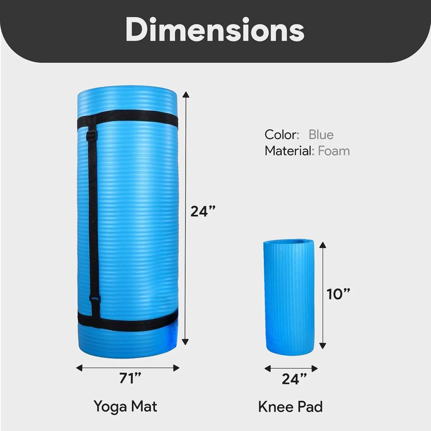 BalanceFrom Exercise Yoga Mat for Home Workout, 1” Thick, Optional Blocks & Knee Pad
