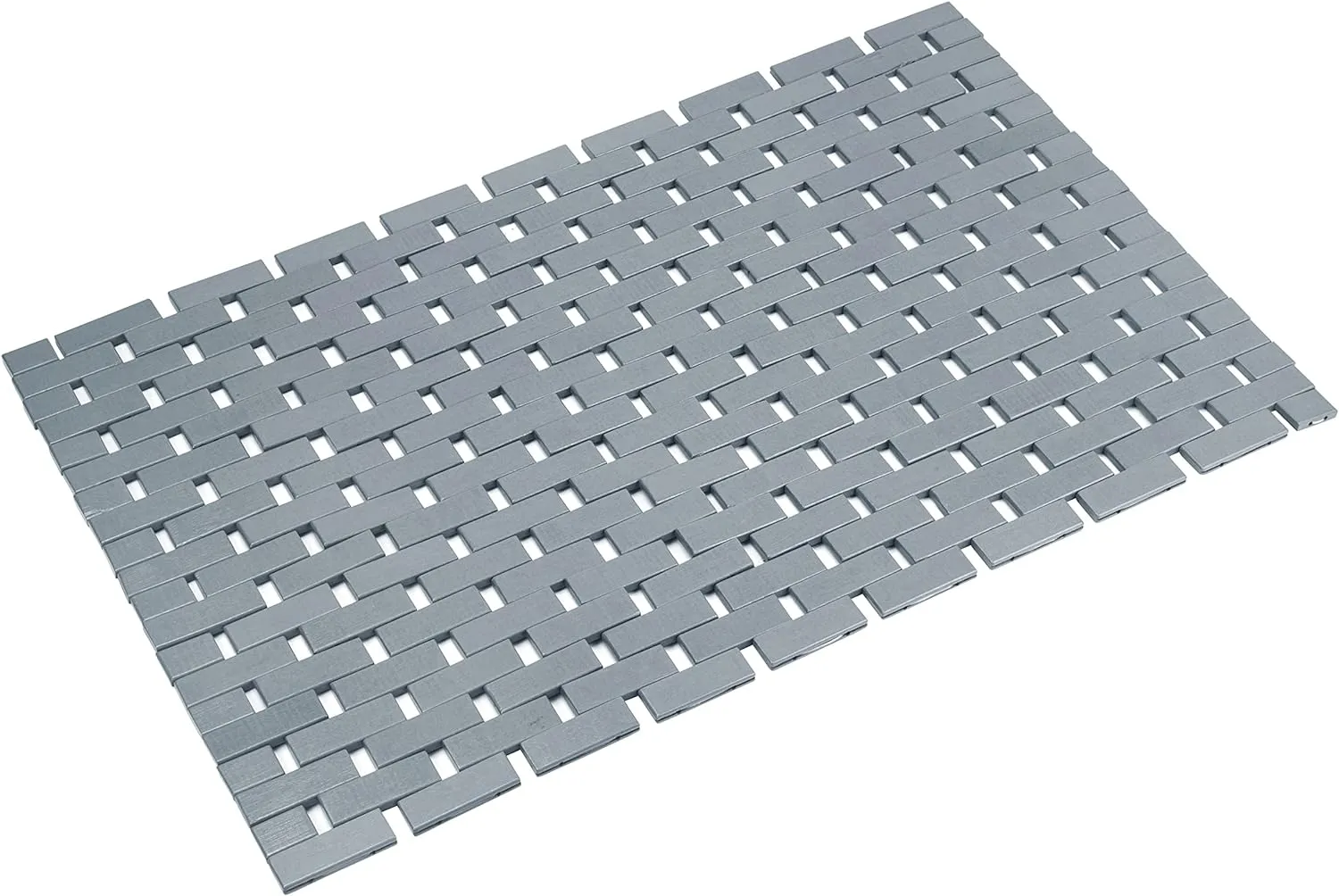 Bambo Bath Mat Bathroom Rugs Floor Wood Shower Bathtub Waterproof Non Slip Accessories 16x24 Inch Easy to Clean, Grey,1 pc
