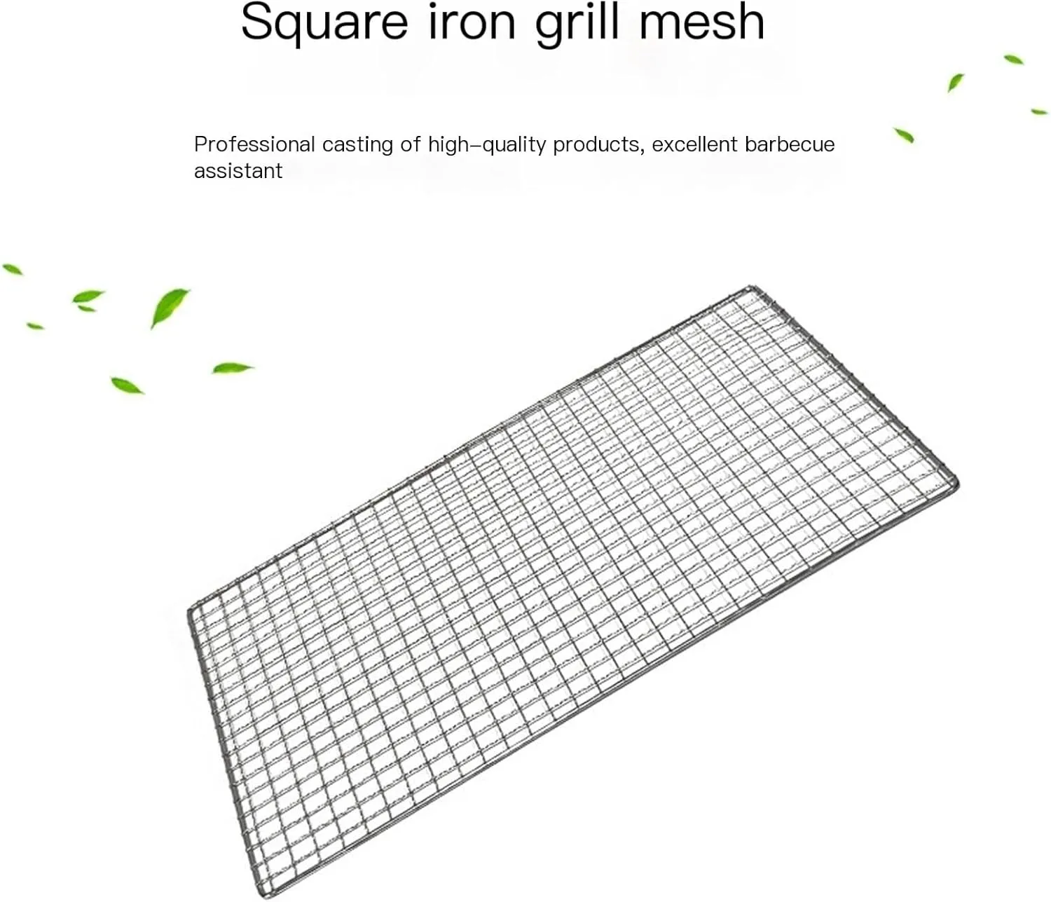 Barbecue Grill Square Iron Grill Rectangular Grill Rack Tool Outdoor Barbecue Supplies Oven Accessories(Large Grill)