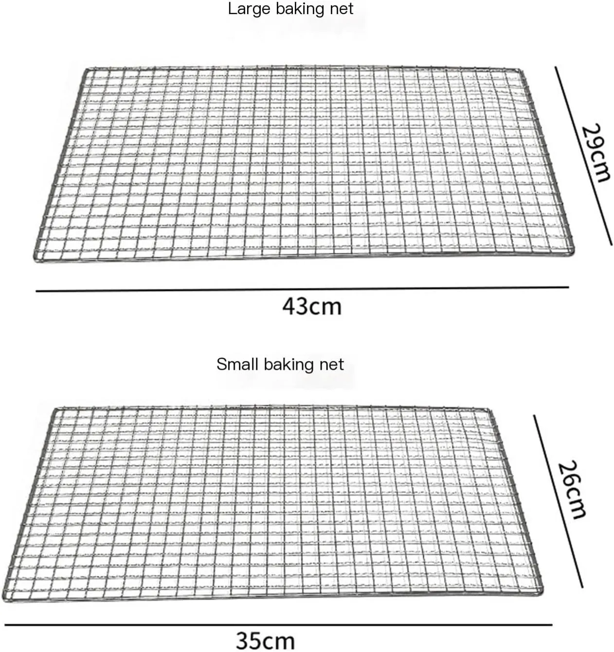 Barbecue Grill Square Iron Grill Rectangular Grill Rack Tool Outdoor Barbecue Supplies Oven Accessories(Large Grill)