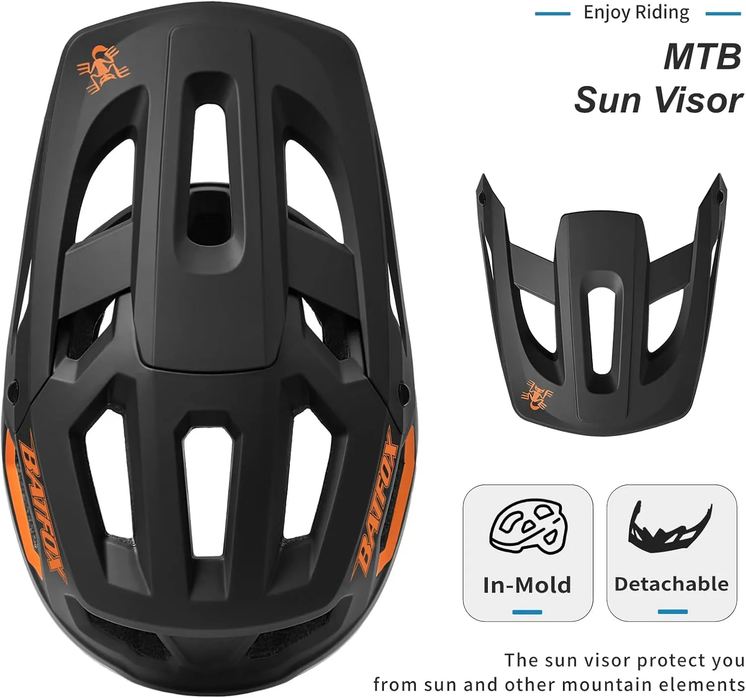 BATFOX Bike Helmet,Mountain Bike Helmet Helmets for Men Women Adults Youth