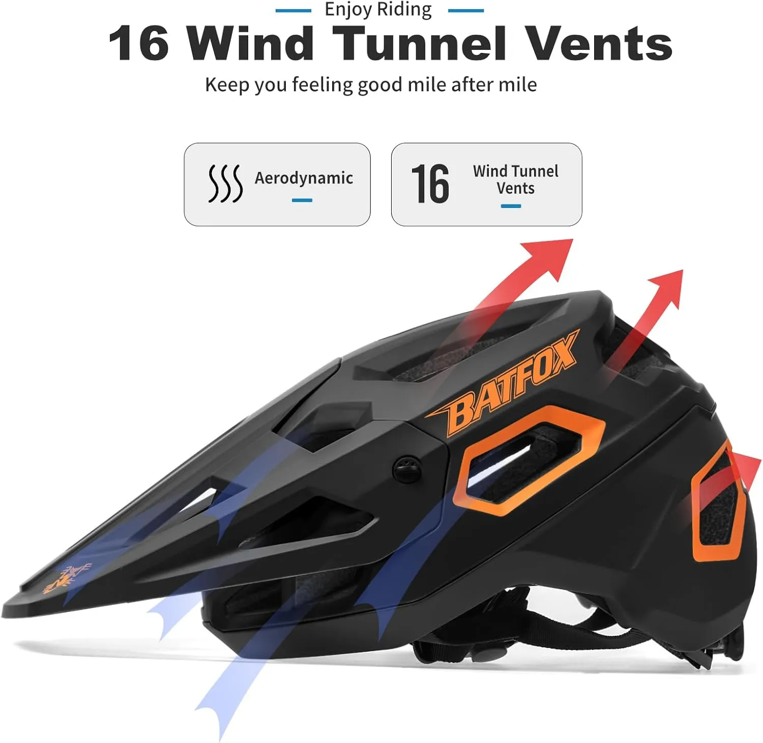 BATFOX Bike Helmet,Mountain Bike Helmet Helmets for Men Women Adults Youth