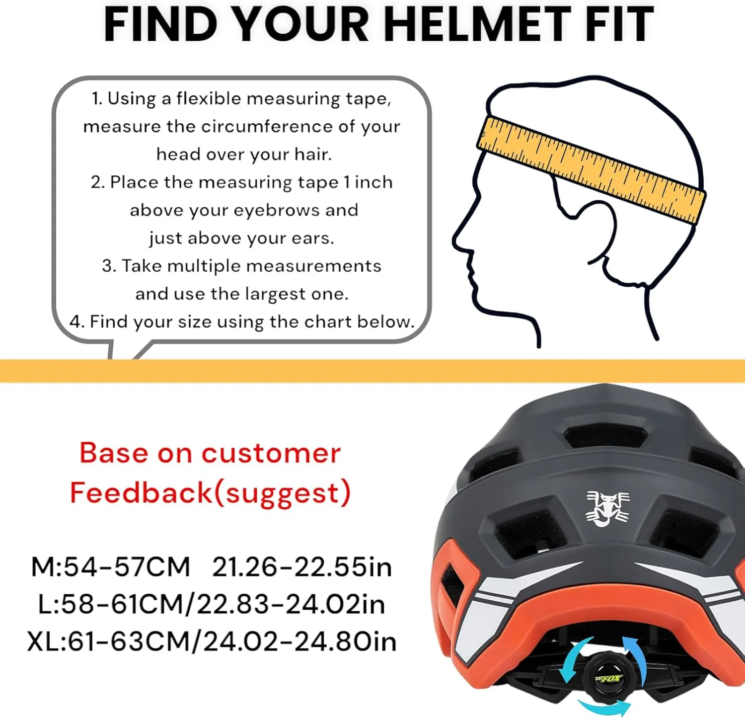 BATFOX Bike Helmet,Mountain Bike Helmet Helmets for Men Women Adults Youth