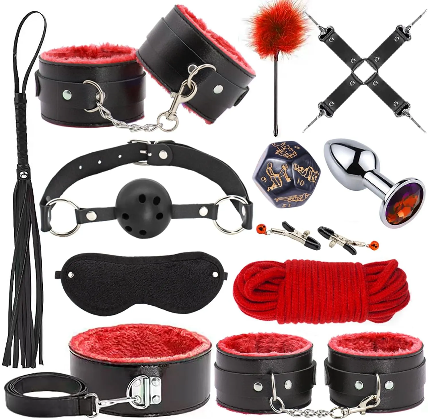 BDSM Bondage Restraints for Adult Toys, 12 Pcs Bondage Gear and Accessories Sex Toys for Women and Couples