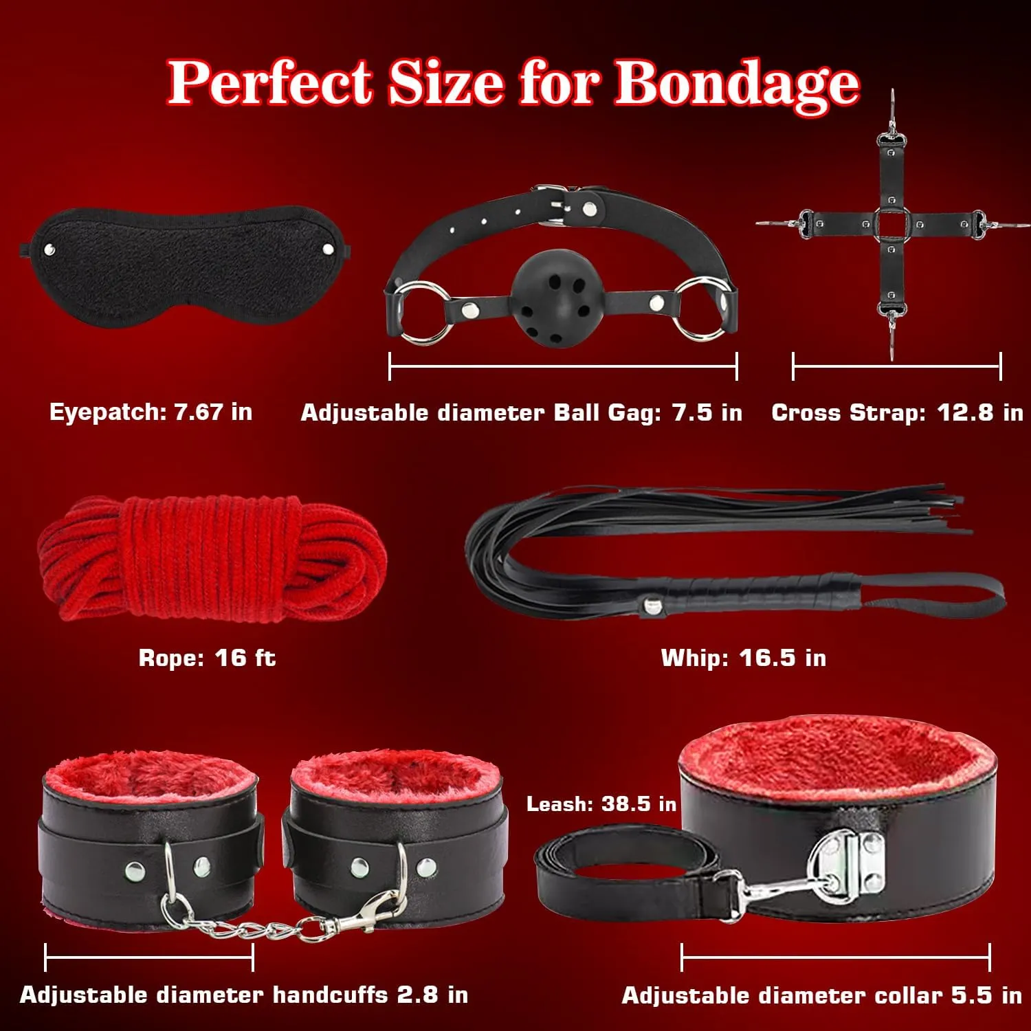 BDSM Bondage Restraints for Adult Toys, 12 Pcs Bondage Gear and Accessories Sex Toys for Women and Couples