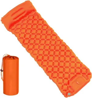 Beach Blankets Outdoor Camping Sleeping Pad Inflatable Mattress with Pillows Ultralight Air Mat Built-in Inflator Pump Travel Hiking(Orange)