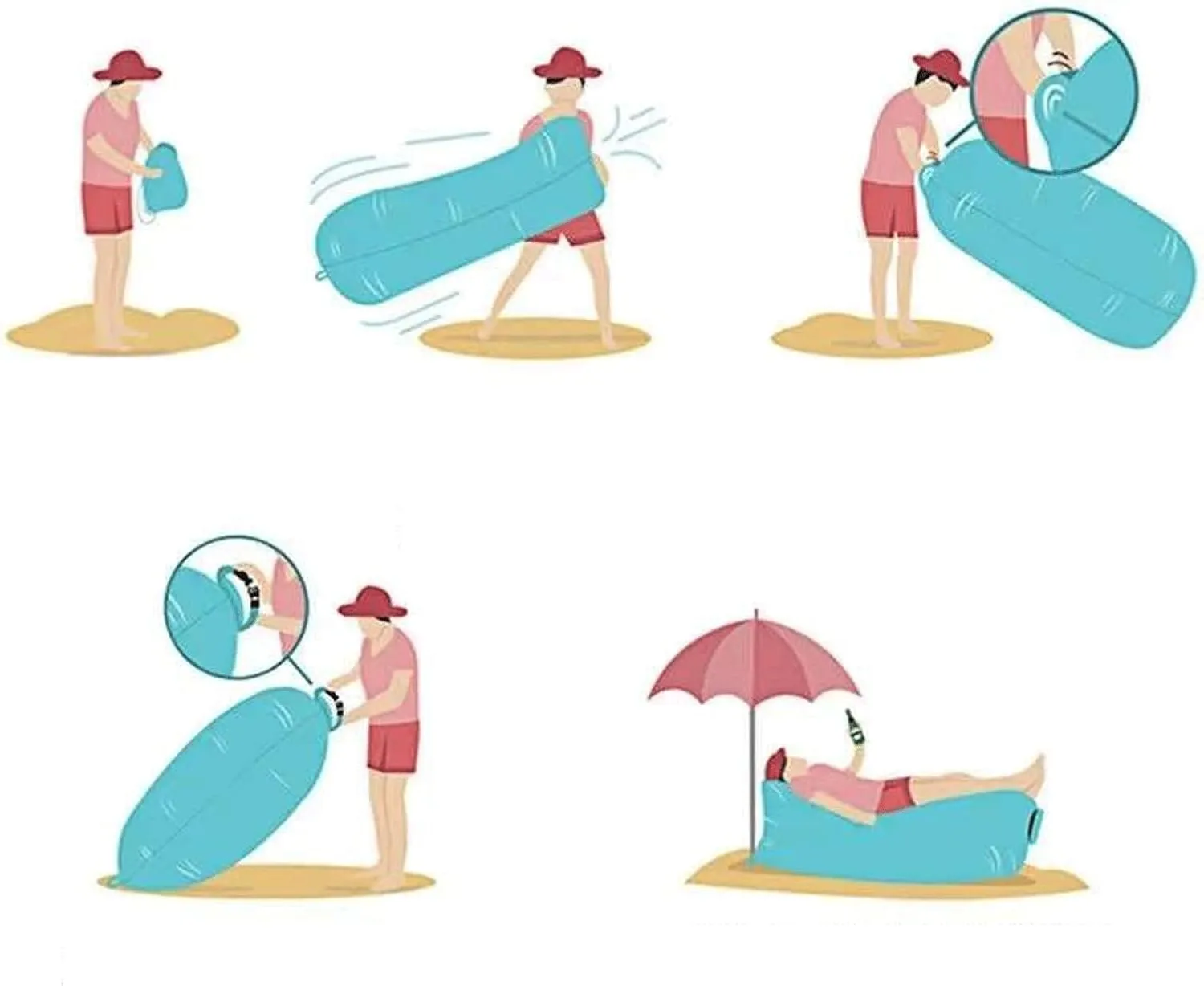 Bean Bag Beach Camping Inflatable Sunlounger Sleeping Bag Lazy Ultra Light Air Bed Quick Folding Inflatable Sofa Lounger Camping Equipmen
