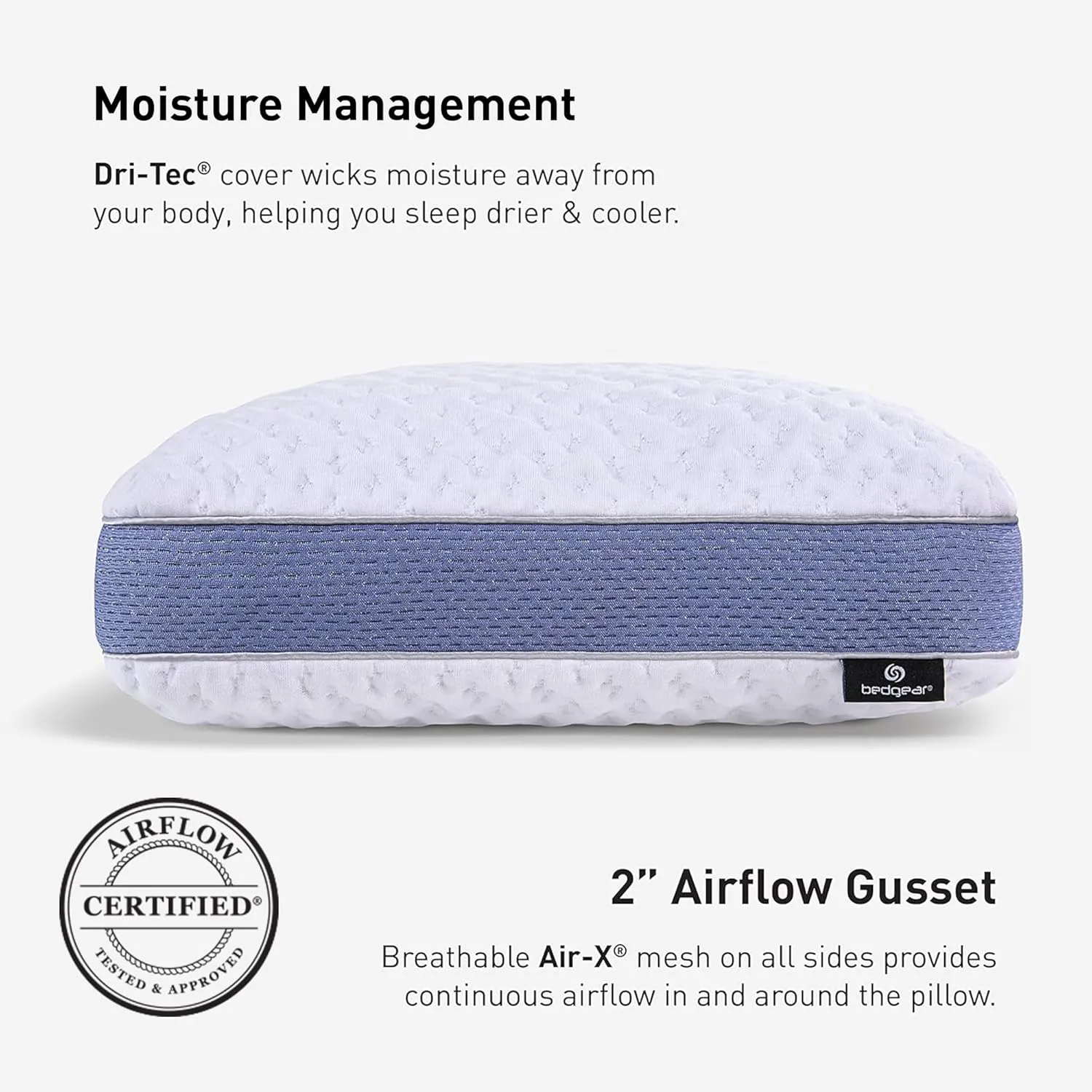 Bedgear Balance Performance Pillow – 3.0 - Moisture Wicking Bed Pillow for All Sleep Positions - Medium Firmness Bed Pillow - Washable Removable Cover – 20" W x 26" L x 6.5" H