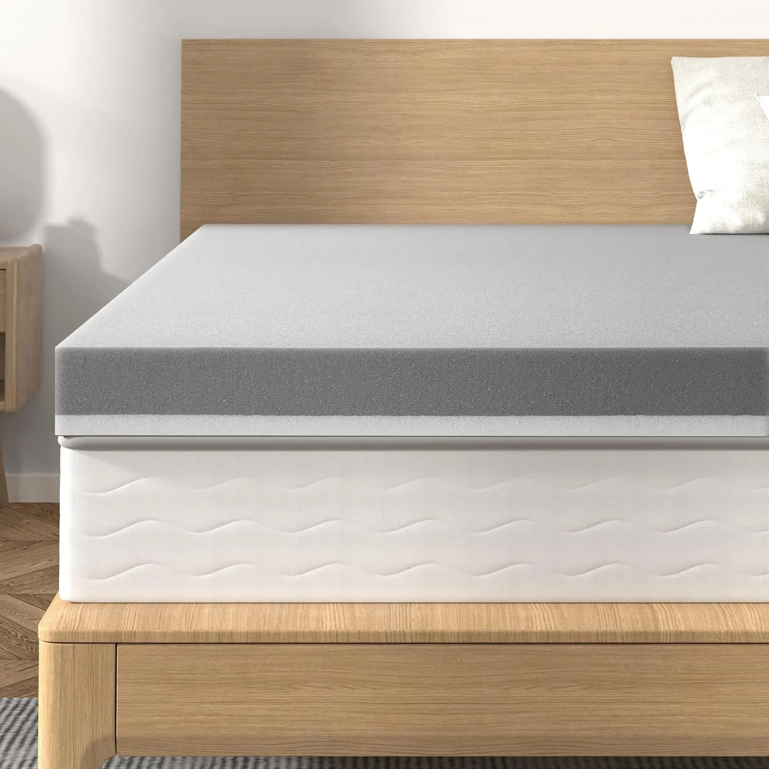 BedStory Extra Firm Mattress Topper Queen Size 4 Inch - Memory Foam Mattress Topper for Back Pain Relief - Gel & Bamboo Charcoal Infused Cooling Pad - Ergonomic Bed Topper, CertiPUR-US Certified