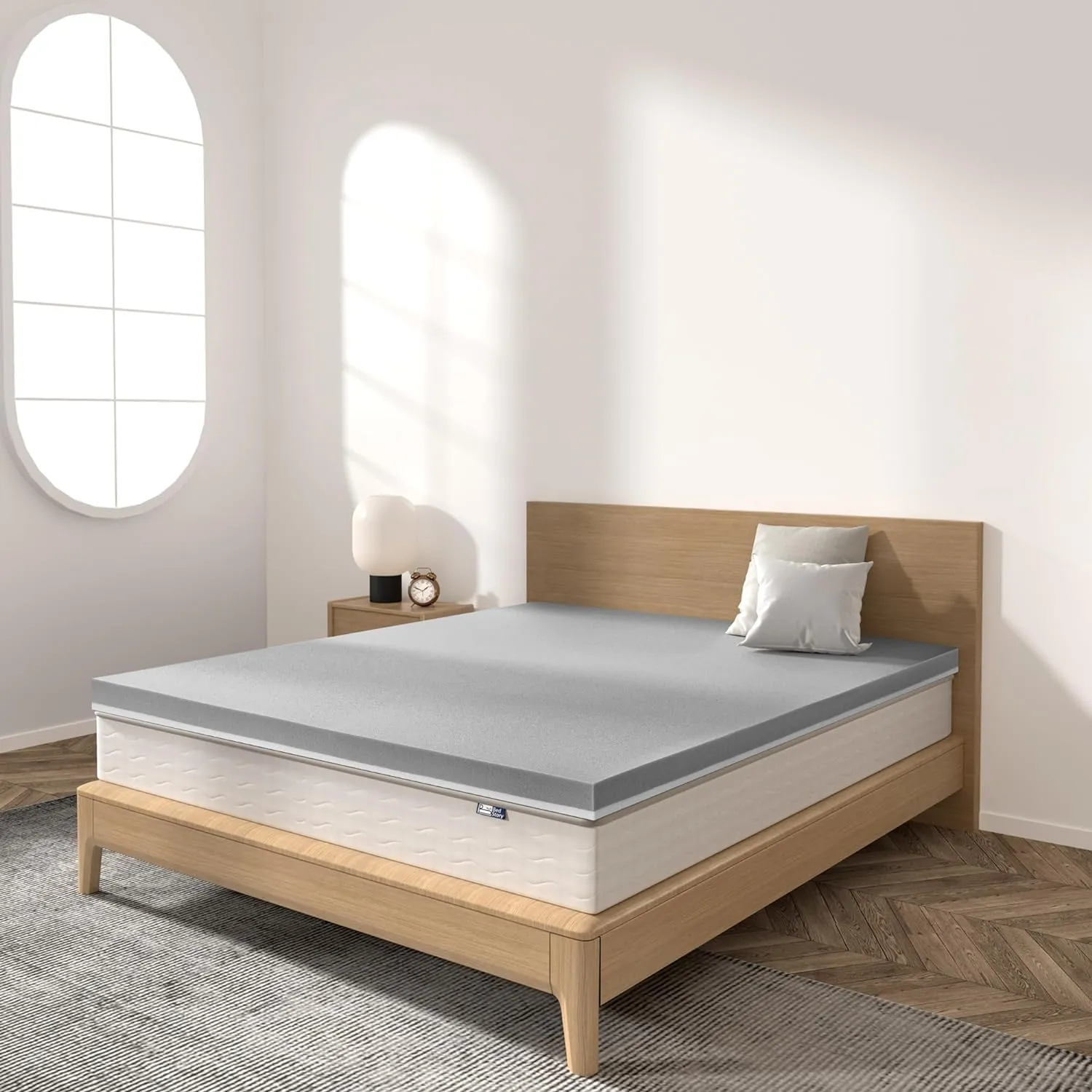 BedStory Extra Firm Mattress Topper Queen Size 4 Inch - Memory Foam Mattress Topper for Back Pain Relief - Gel & Bamboo Charcoal Infused Cooling Pad - Ergonomic Bed Topper, CertiPUR-US Certified