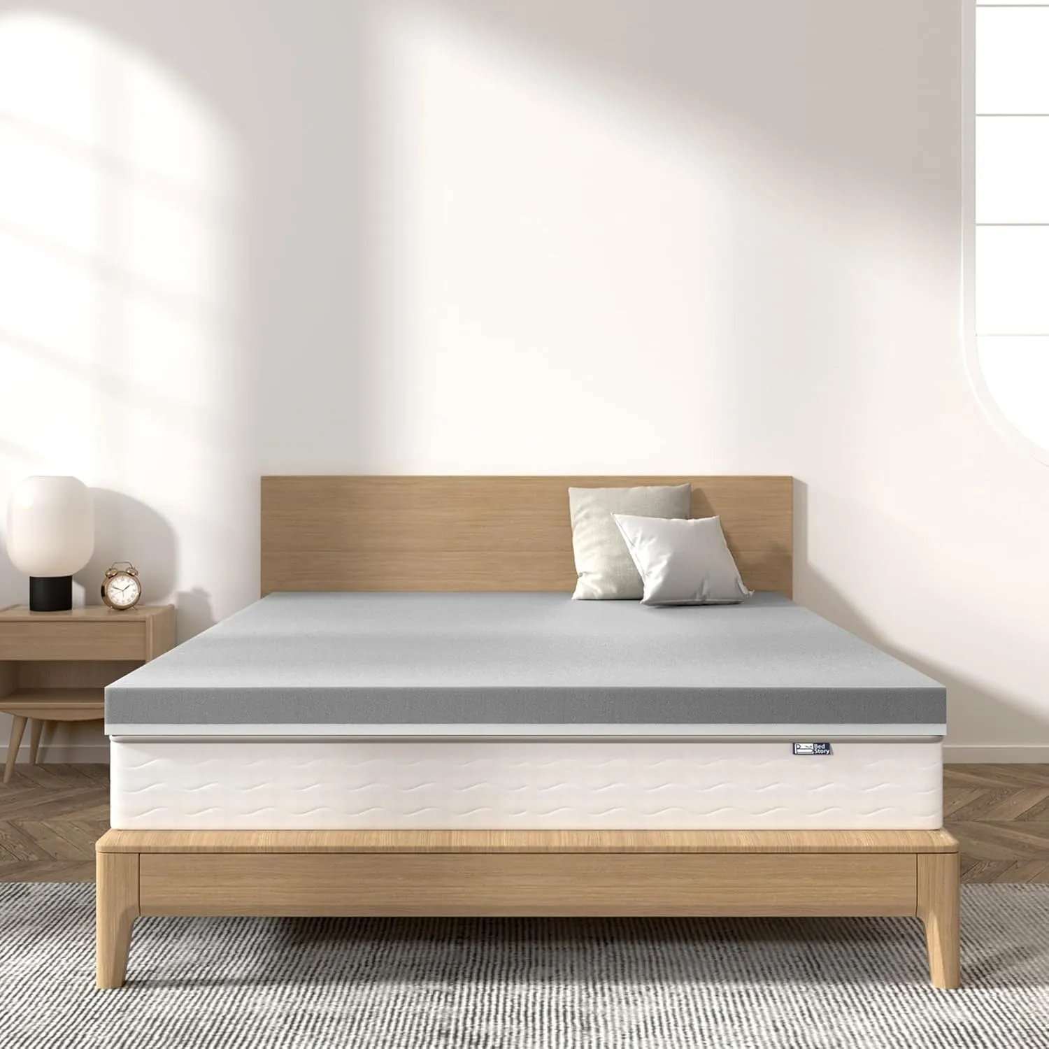 BedStory Extra Firm Mattress Topper Queen Size 4 Inch - Memory Foam Mattress Topper for Back Pain Relief - Gel & Bamboo Charcoal Infused Cooling Pad - Ergonomic Bed Topper, CertiPUR-US Certified
