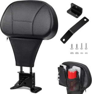 Benlari Driver Rider Backrest, Adjustable Detachable Plug-in Rider Back Rest Pad Fit for Harley Davidson Touring Street Glide Electra Glide Road Glide Road King CVO 1997-2024, Black