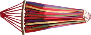 BESPORTBLE Outdoor Rainbow Canvas Hammock Double Wooden Sticks -Rollover Design Comfortable and Stain-Resistant for Use