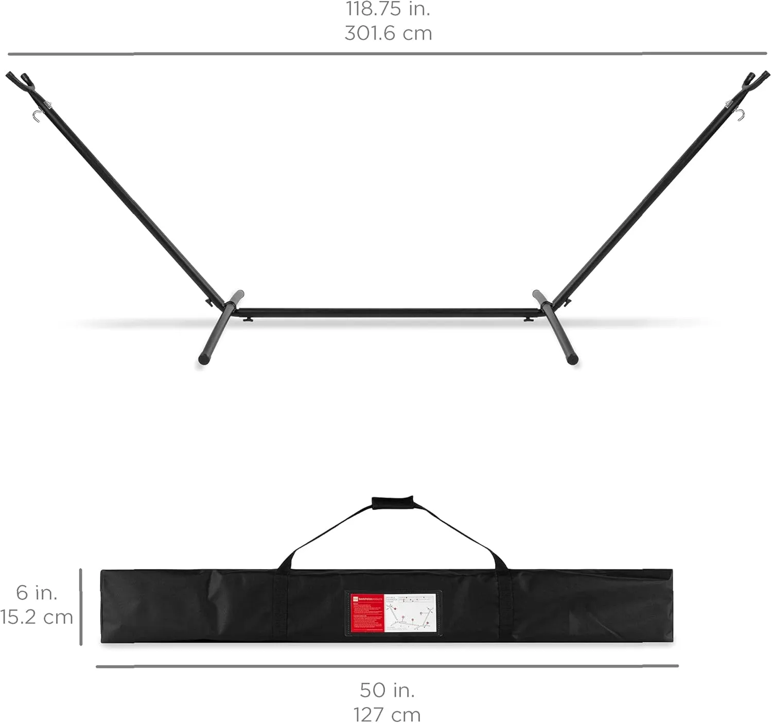 Best Choice Products Double Hammock with Steel Stand, Indoor Outdoor Brazilian-Style Cotton Bed w/Carrying Bag, 2-Person Capacity - Ocean