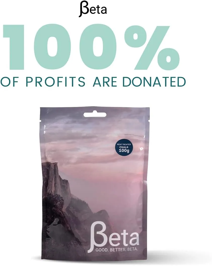 Beta Rock Climbing Chalk Premium, Heat Treated Loose Powdered Rock Climbing Chalk Made with 100% Magnesium Carbonate. 100% of Profits Donated. The Strongest Grip Possible. (Chalk Powder, Hand Chalk)