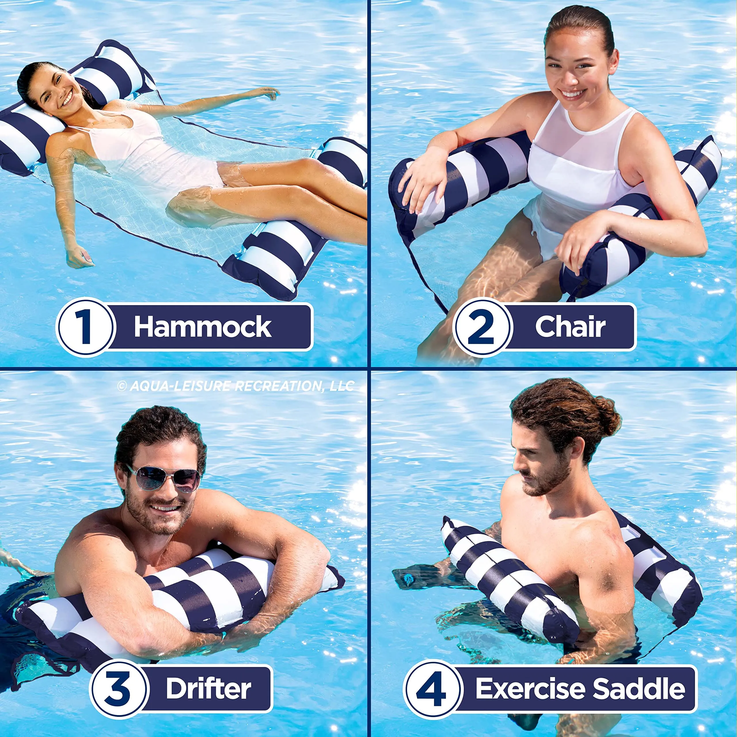 Big Joe Noodle Sling Pool Seat with Armrests   Aqua Original 4-in-1 Monterey Hammock Pool Float