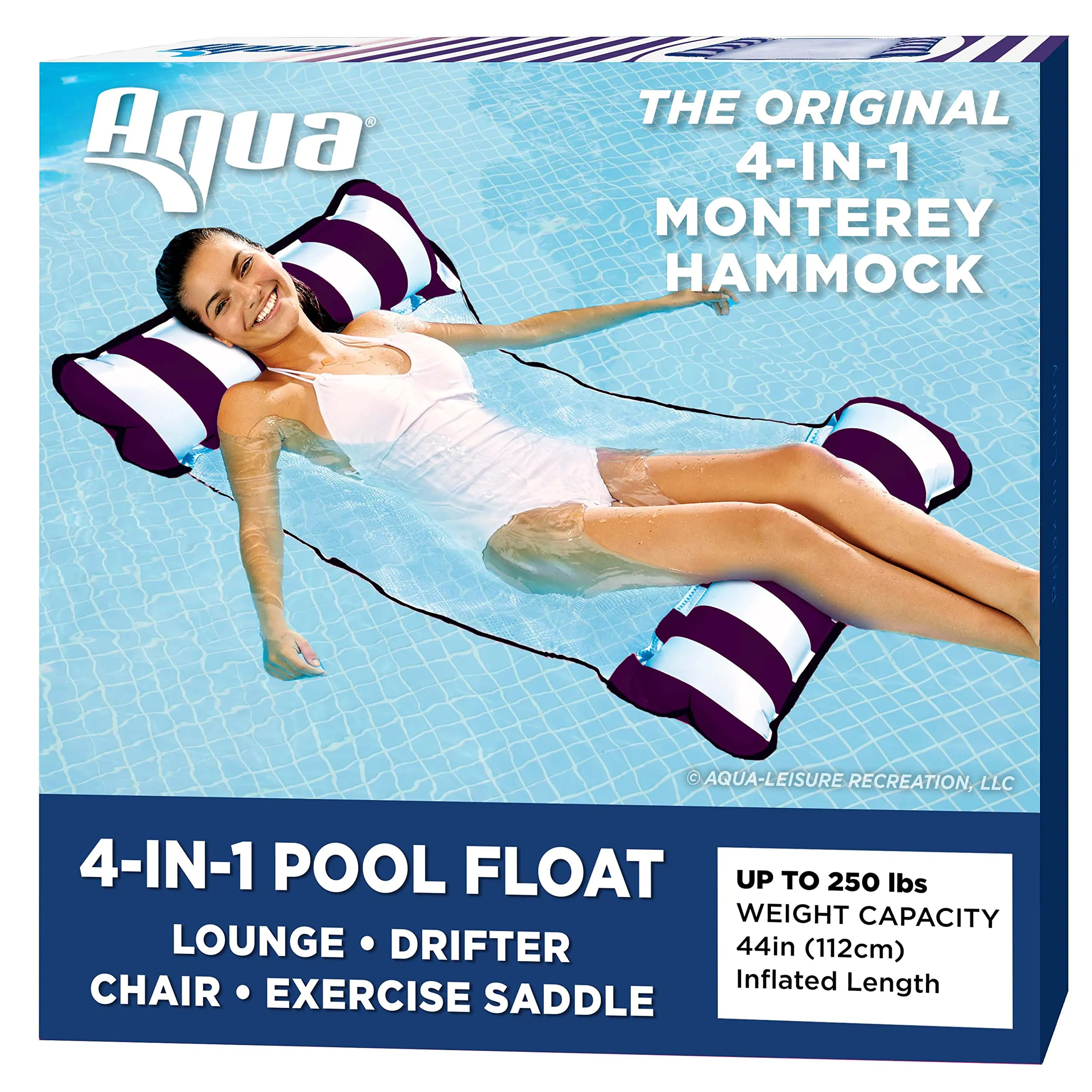 Big Joe Noodle Sling Pool Seat with Armrests   Aqua Original 4-in-1 Monterey Hammock Pool Float