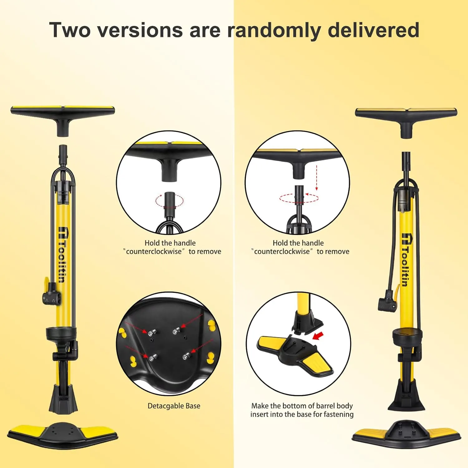 Bike Pump with Gauge,High Pressure,Floor Bicycle Pump Compatible with Presta and Schrader Valve,Bike Tire Pump for Road Bike,MTB,Hybrid,Balls…