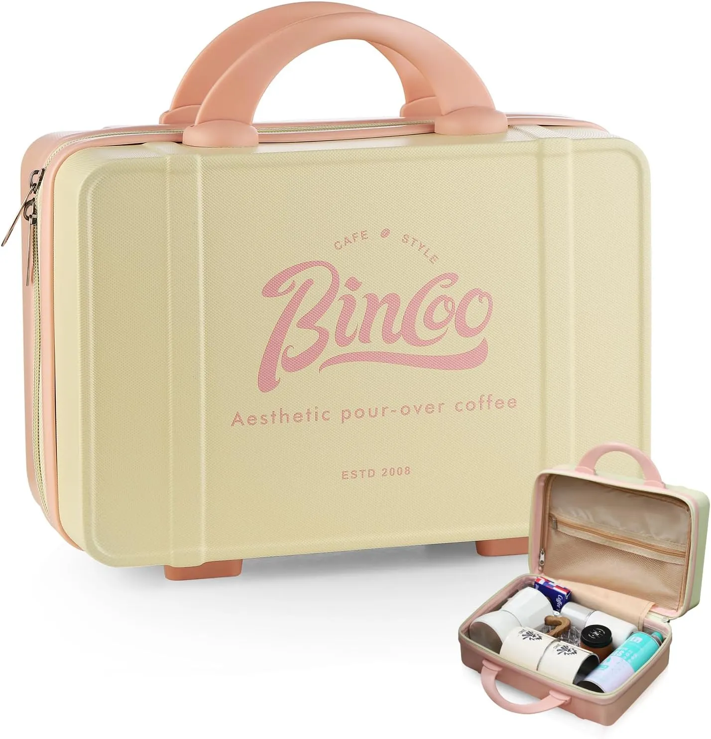 Bincoo Coffee Maker Travel Bag - Portable Espresso Machine Carrying Bag, Waterproof Sturdy Travel Coffee Maker Carrying Bag, Pink Storage Case for Barista,Travelling, Office, Camping.