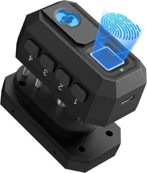 Biometric Trigger Lock, Gun Trigger Lock for Rifles and Shotguns, Handguns, Quick-Access Gun Lock with Key, Keypad, Fingerprint; Shotgun Lock for Car, Bedside, Drawer