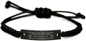 Black Stainless Steel Handmade Bracelets Adjustable Cord Inspirational, Biochemist If at first you don't succeed, try doing what your athletic trainer told you to do the first time.