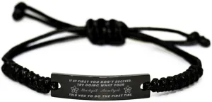 Black Stainless Steel Handmade Bracelets Adjustable Cord Inspirational, Budget Analyst If at first you don't succeed, try doing what your athletic trainer told you to do the first time.