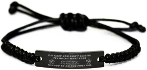 Black Stainless Steel Handmade Bracelets Adjustable Cord Inspirational, Endoscopy Technician If at first you don't succeed, try doing what your athletic trainer told you to do the first time.