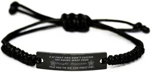 Black Stainless Steel Handmade Bracelets Adjustable Cord Inspirational, Freight Forwarder If at first you don't succeed, try doing what your athletic trainer told you to do the first time.