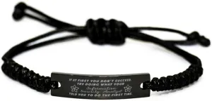 Black Stainless Steel Handmade Bracelets Adjustable Cord Inspirational, Information Security Analyst If at first you don't succeed, try doing what your athletic trainer told you to do the first t
