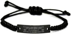 Black Stainless Steel Handmade Bracelets Adjustable Cord Inspirational, Radiologist If at first you don't succeed, try doing what your athletic trainer told you to do the first time.
