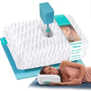 BLISSBURY Mini Ear Pillow | Ear Piercing Pillow for Side Sleeping | Travel Friendly CNH Pillow with Ear Hole | Soothing Hole for Ear Pain | Piercing Health & Ear Recovery for Side Sleepers | Donut Ear